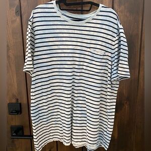 J. Crew Navy and White Overdyed Striped Tee